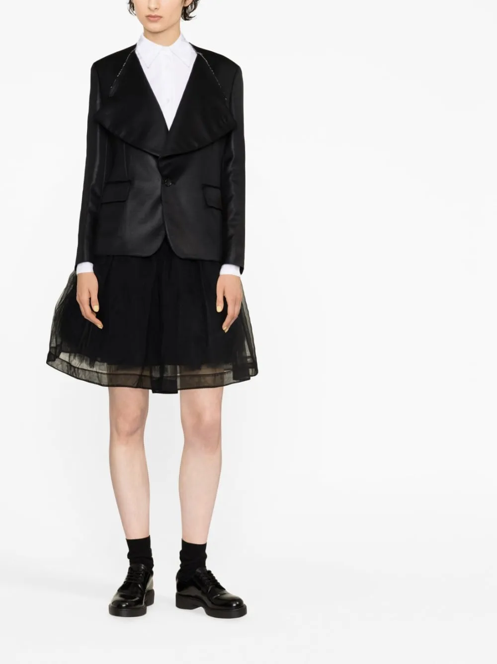Giacca con revers in nero - donna