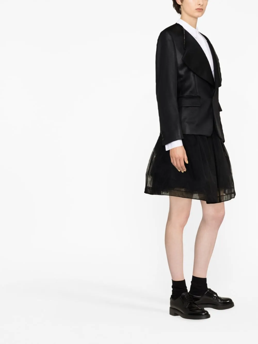 Giacca con revers in nero - donna