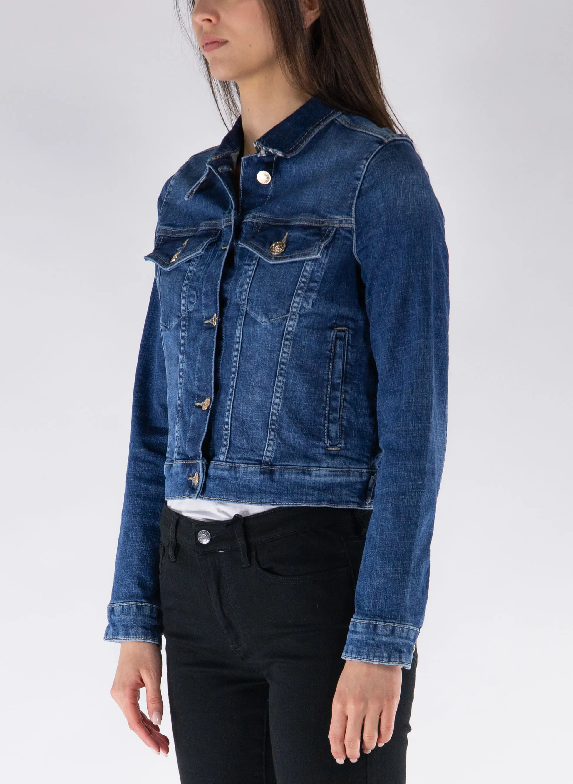 giacca in jeans inserto animalier