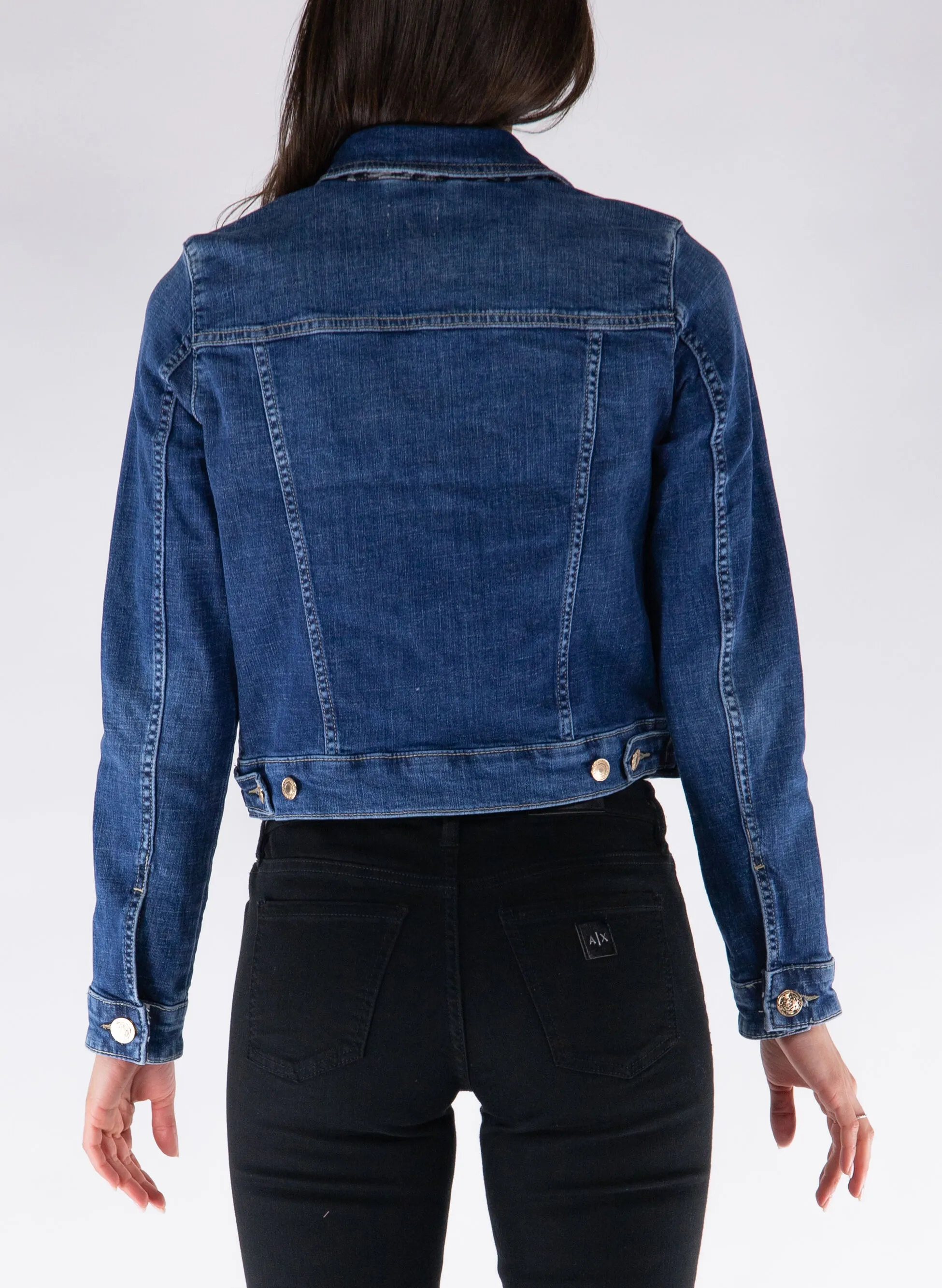 giacca in jeans inserto animalier