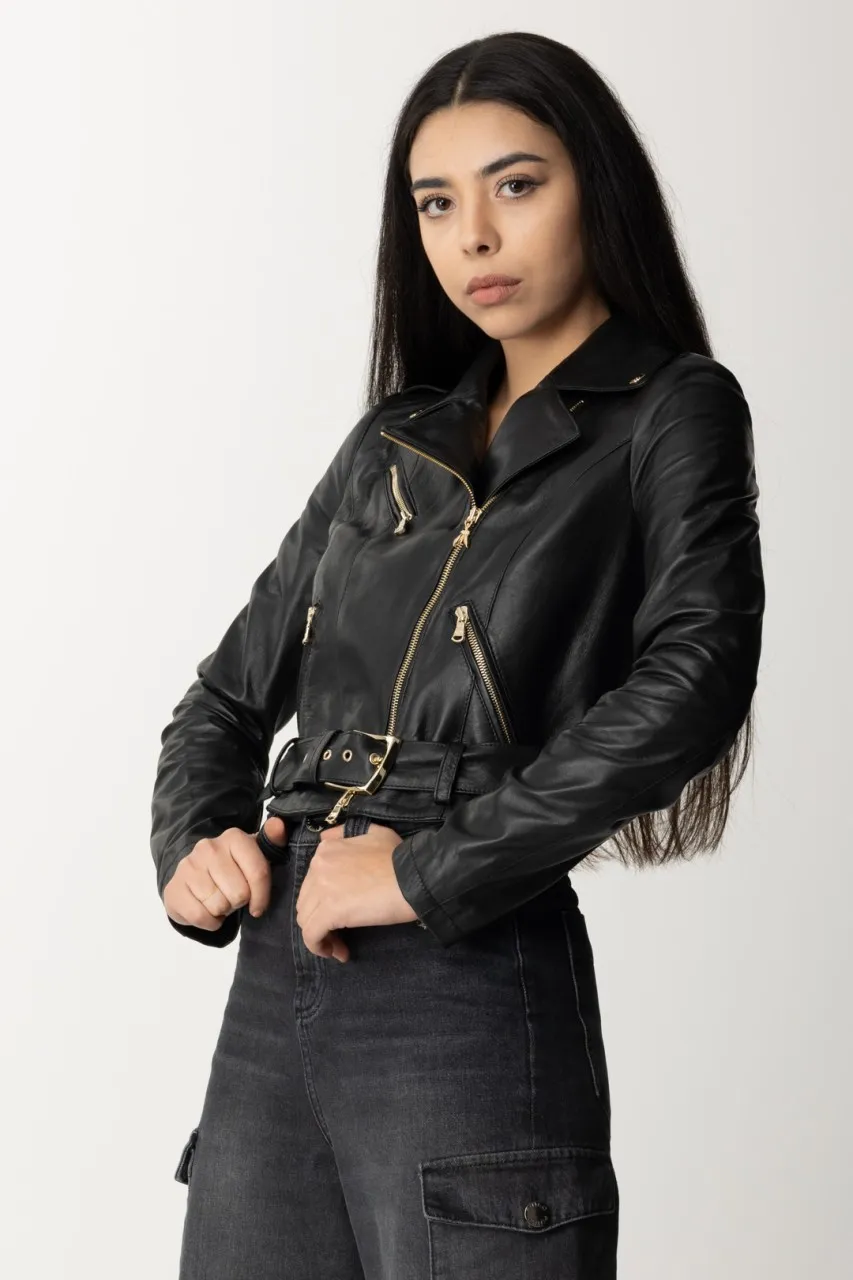 Giacca in pelle Nero