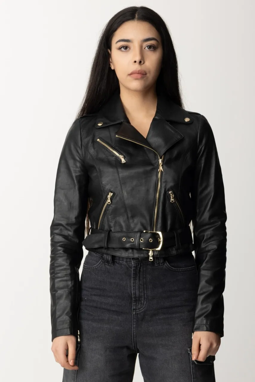 Giacca in pelle Nero