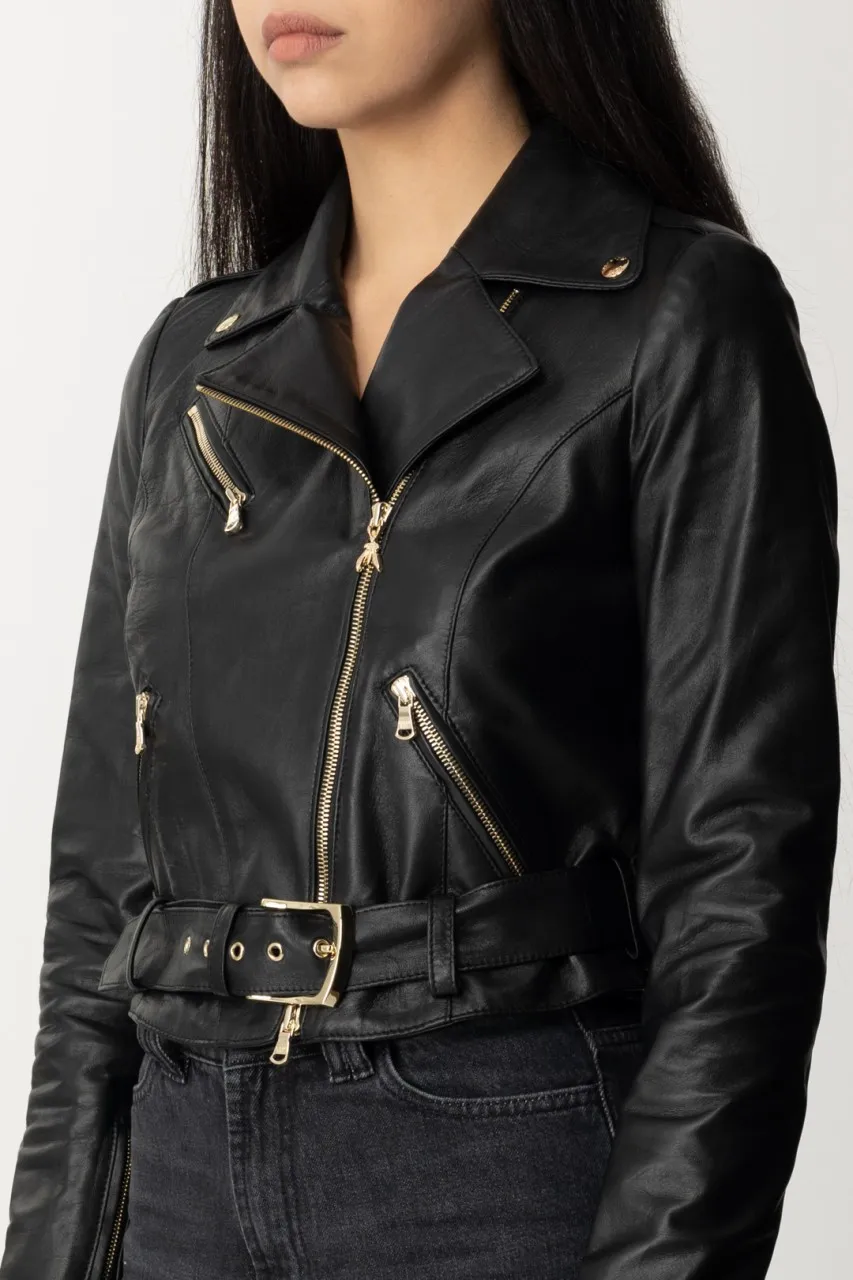 Giacca in pelle Nero