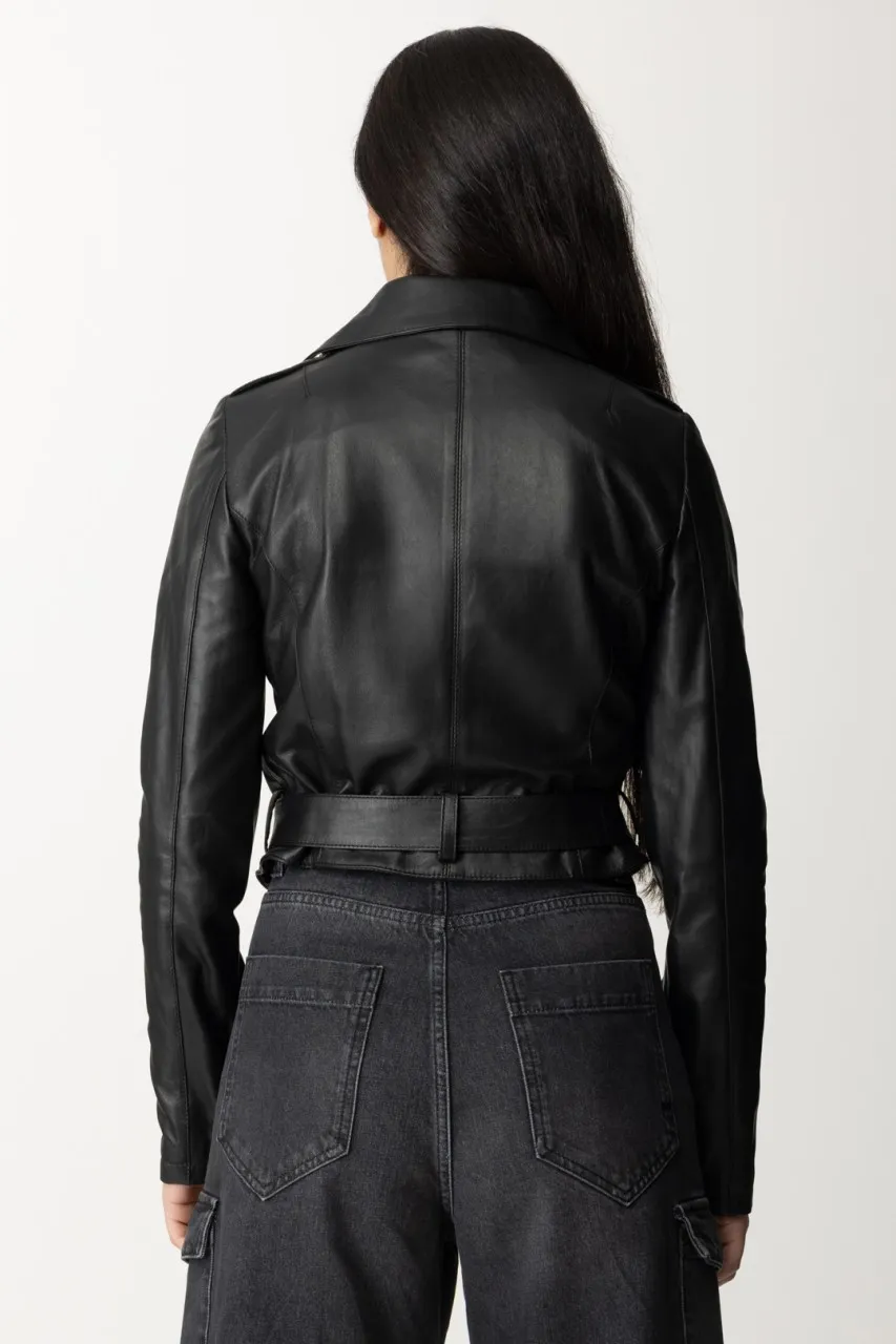 Giacca in pelle Nero