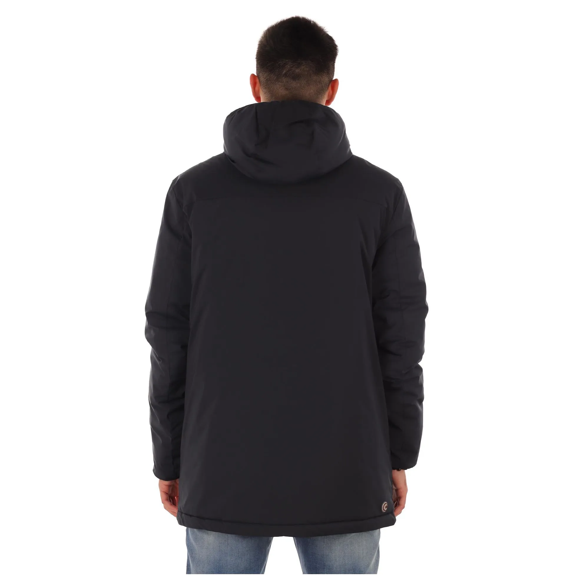 Giacca lunga in ovatta in tessuto stretch