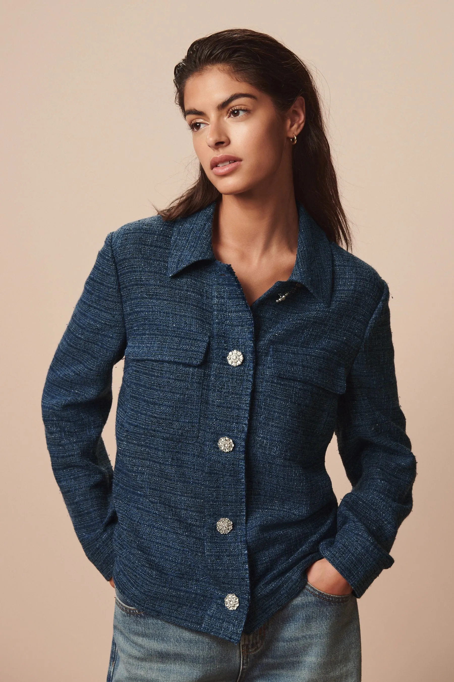 Giacca stile camicia in bouclé