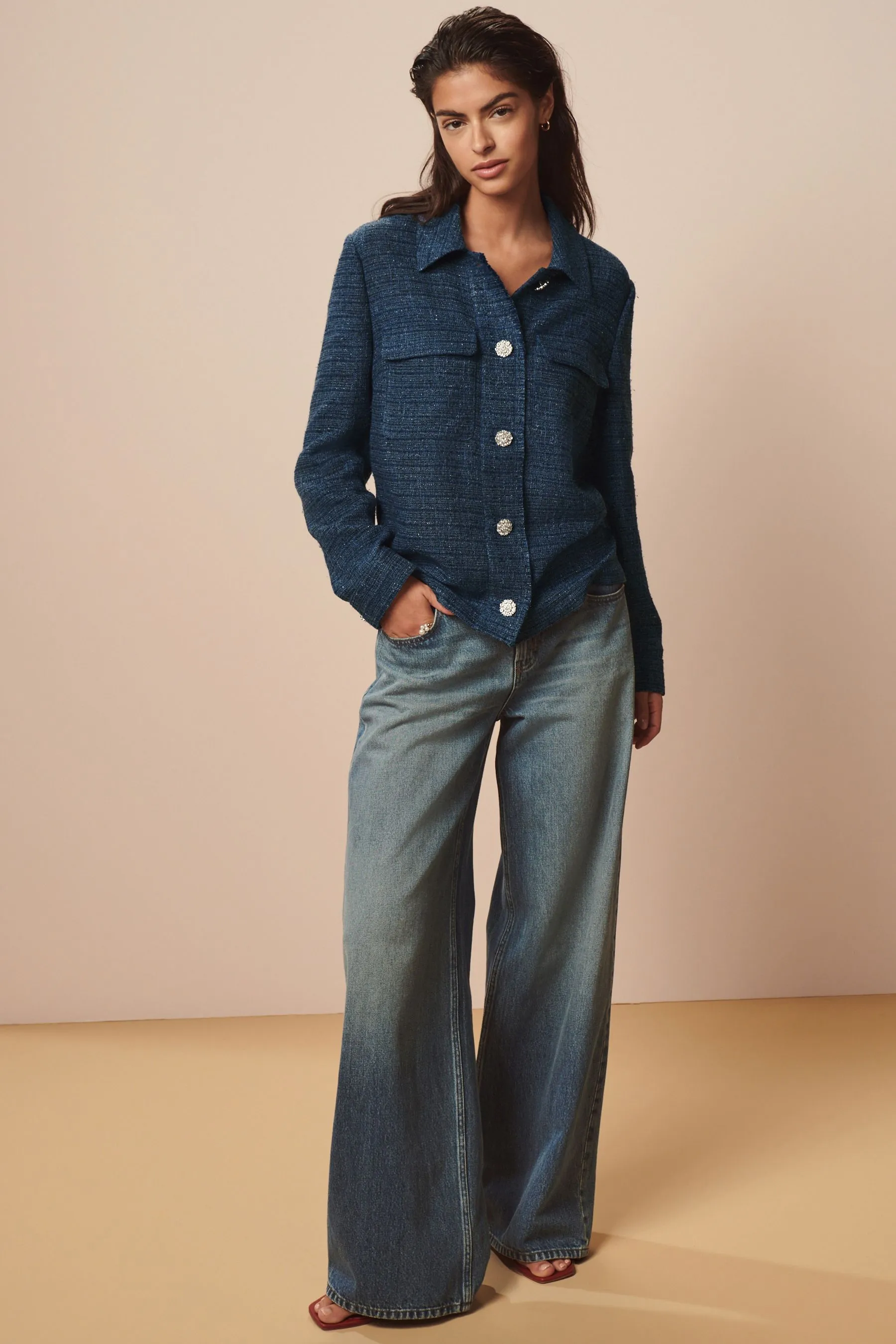 Giacca stile camicia in bouclé