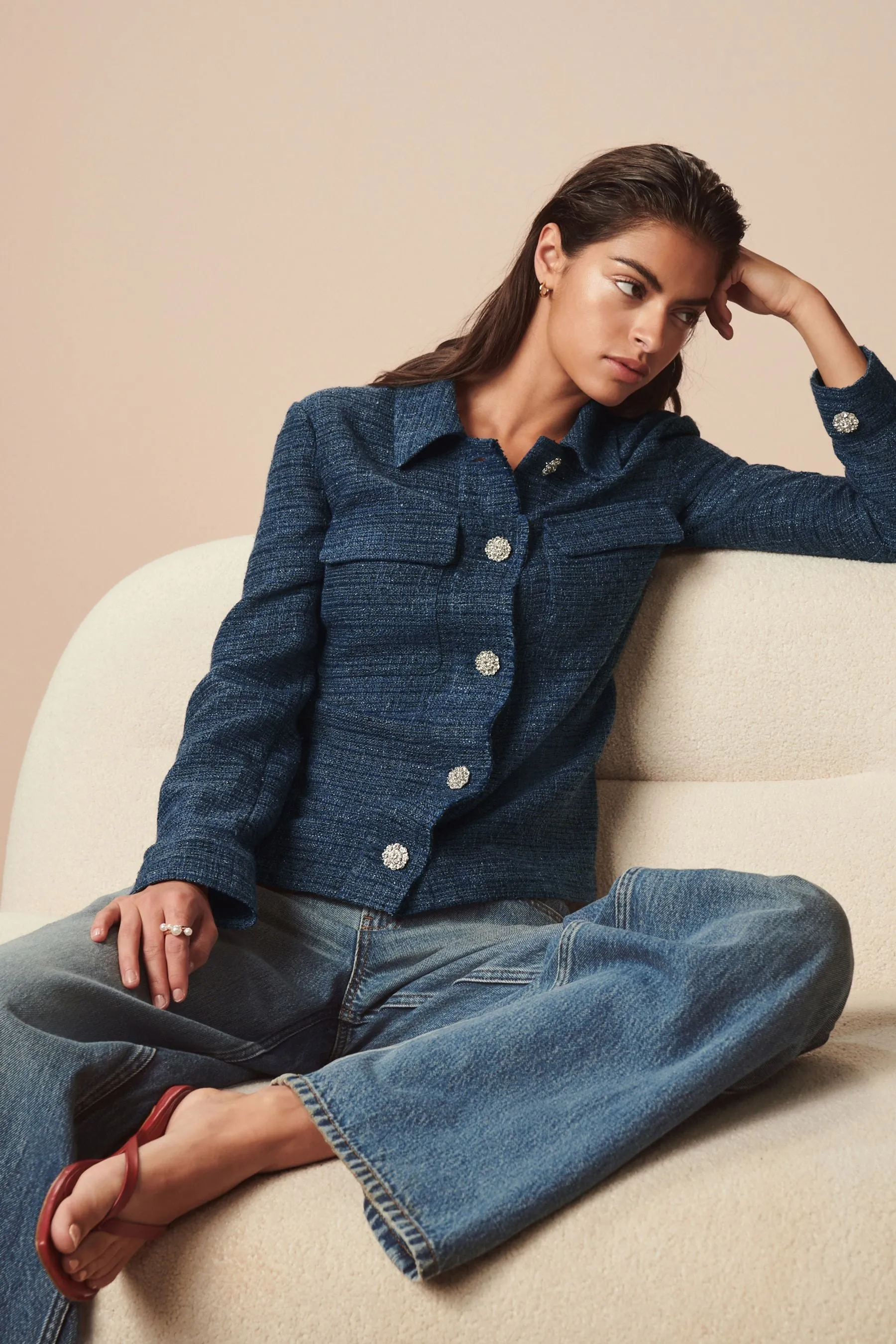 Giacca stile camicia in bouclé
