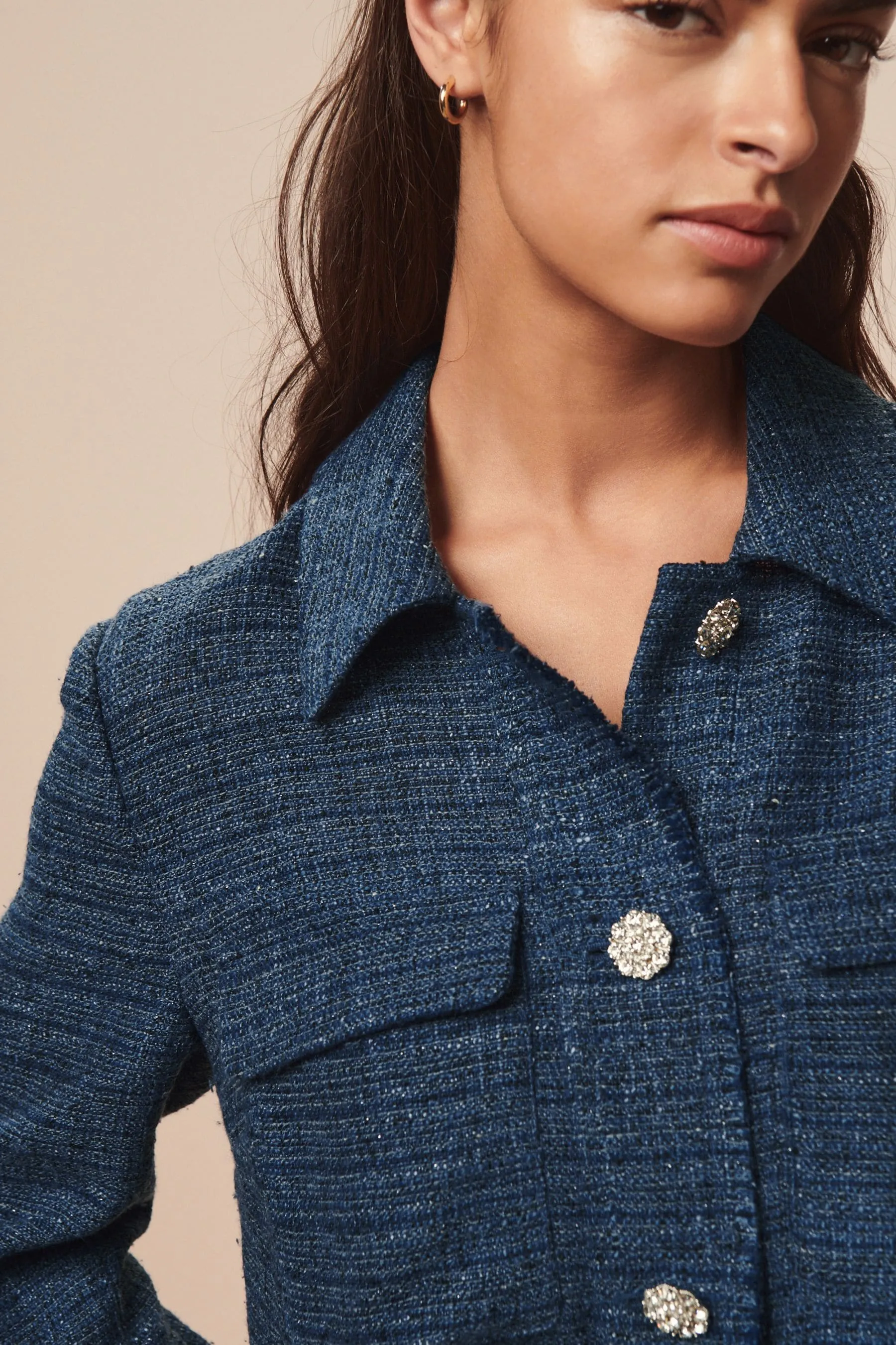Giacca stile camicia in bouclé