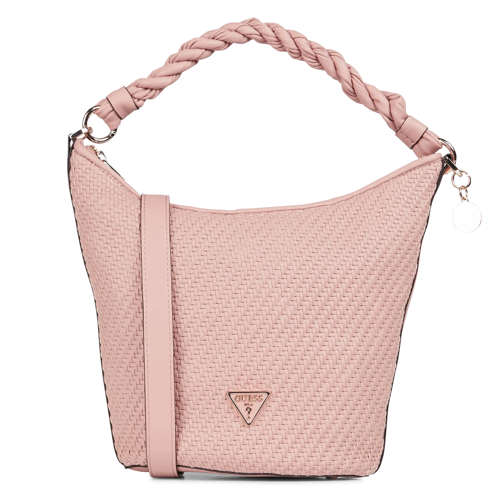  GUESS   DOWNTOWN - Borsa a secchiello intrecciata | Rosa