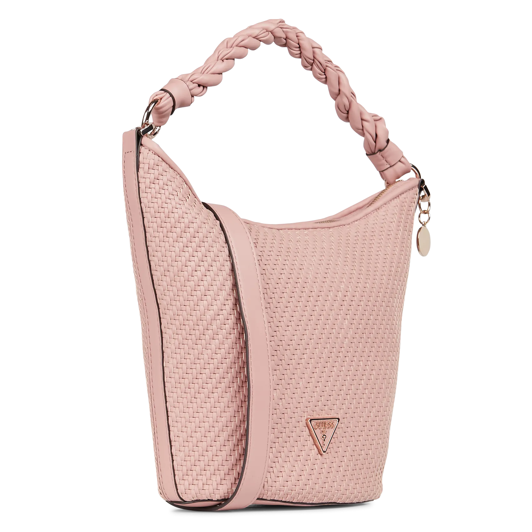 GUESS   DOWNTOWN - Borsa a secchiello intrecciata | Rosa