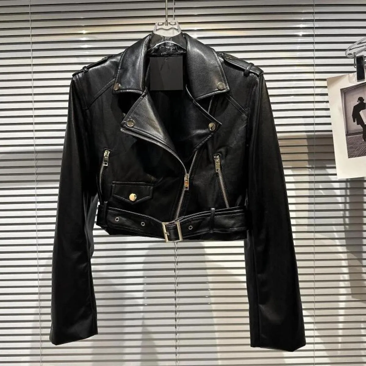 High Street 2023 Nuova giacca di design Giacca da donna con cerniera Design Giacca in pelle sintetica da motociclista in ecopell