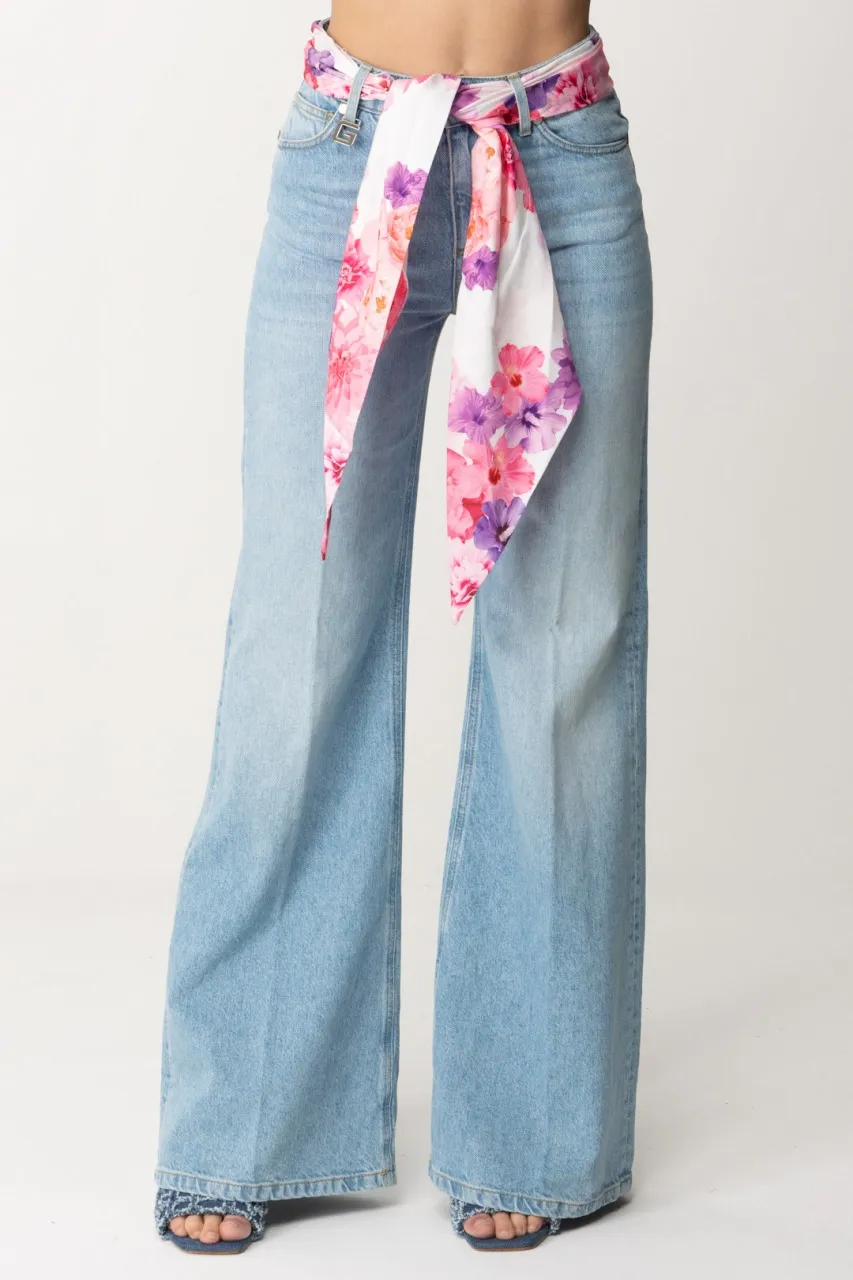 Jeans a palazzo con fusciacca floreale Blu