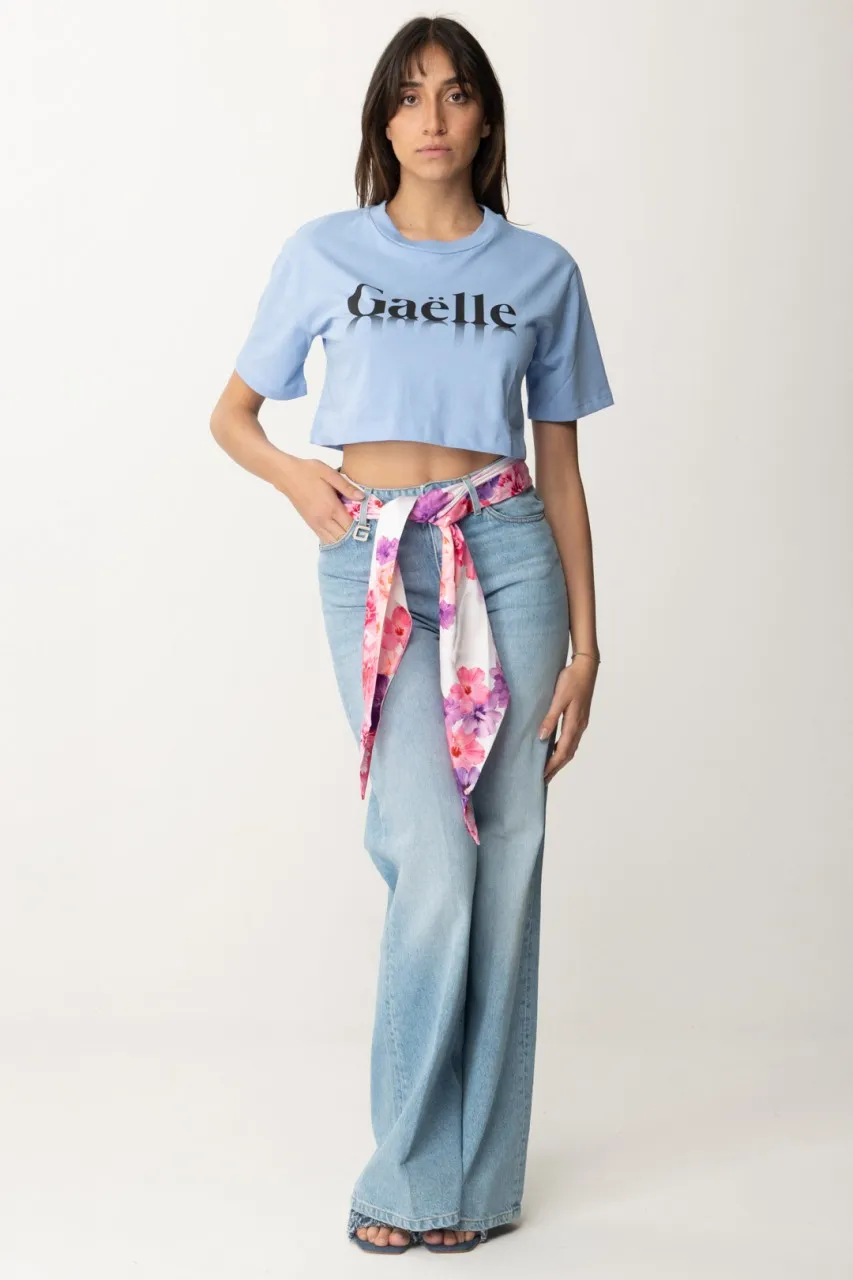 Jeans a palazzo con fusciacca floreale Blu