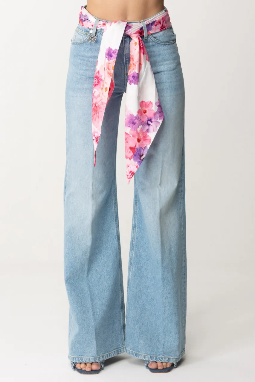 Jeans a palazzo con fusciacca floreale Blu