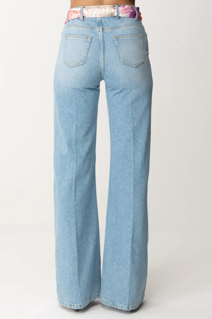 Jeans a palazzo con fusciacca floreale Blu