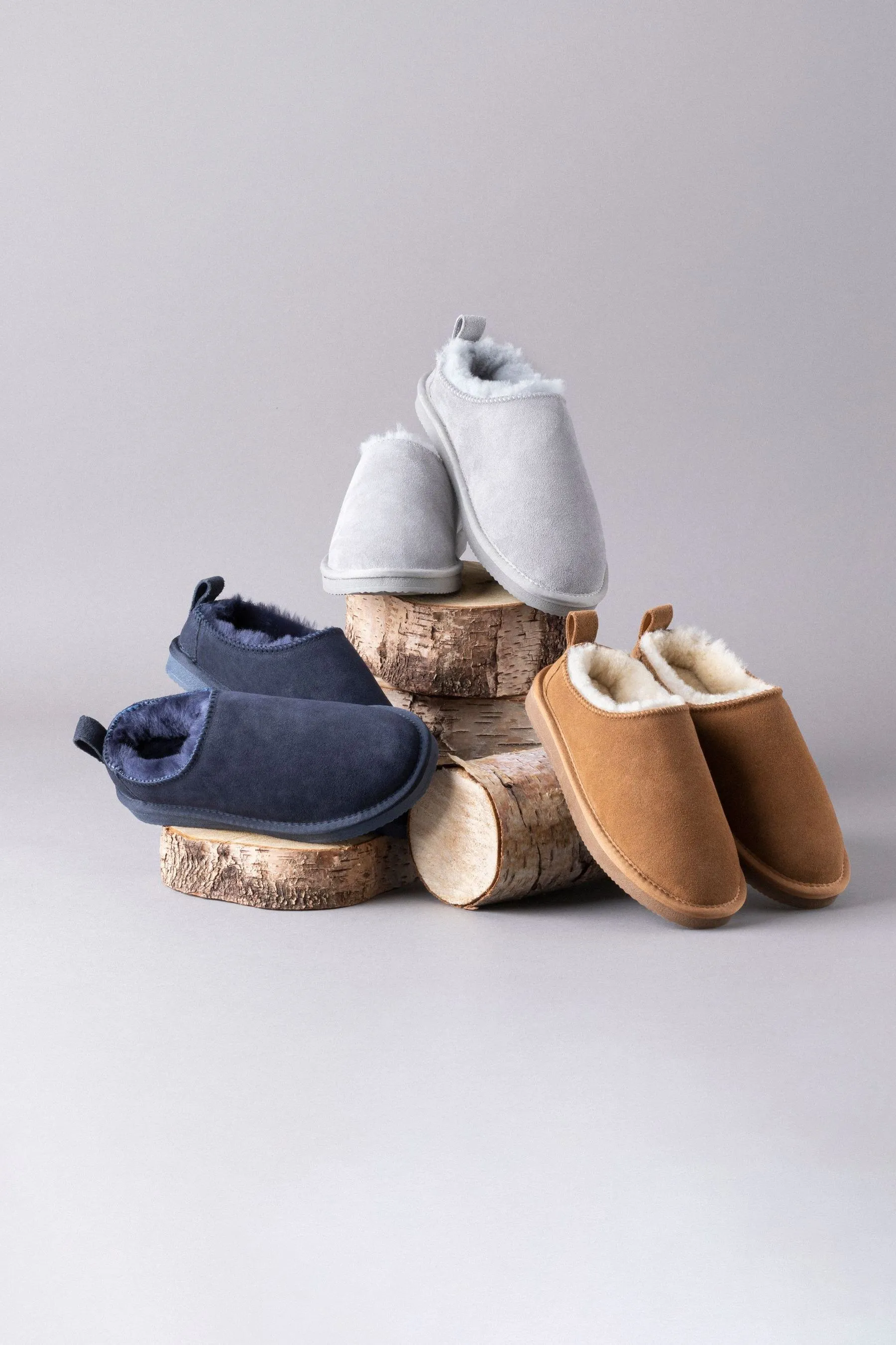 Lakeland - Pantofole in pelle con montone