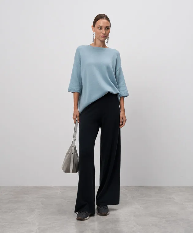 LISA YANG Maglione in cashmere blu Camille 202121