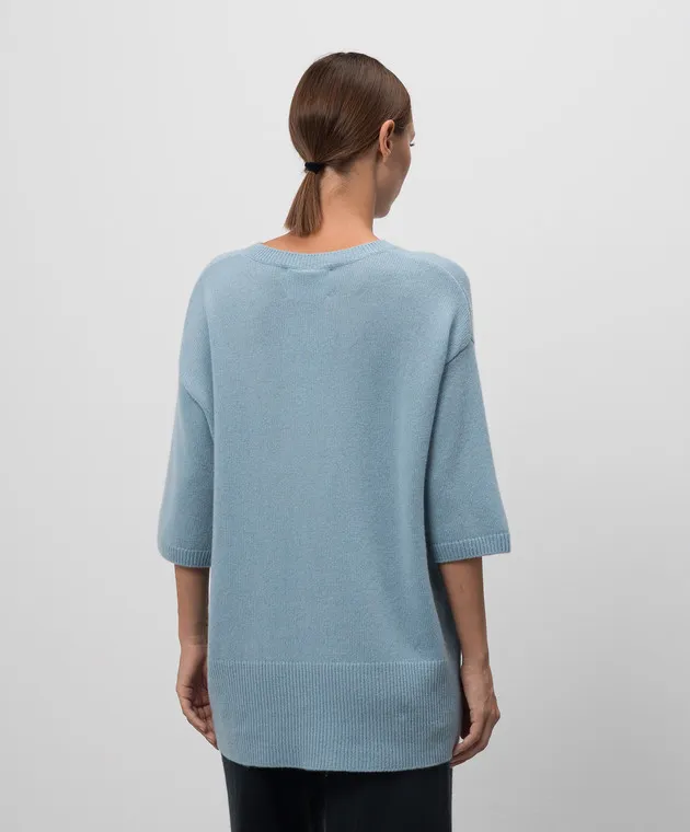 LISA YANG Maglione in cashmere blu Camille 202121