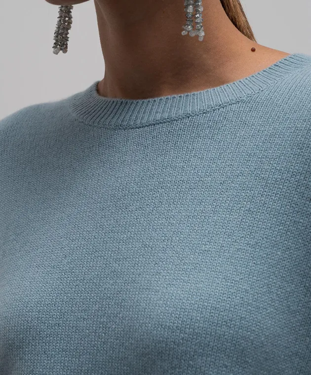 LISA YANG Maglione in cashmere blu Camille 202121