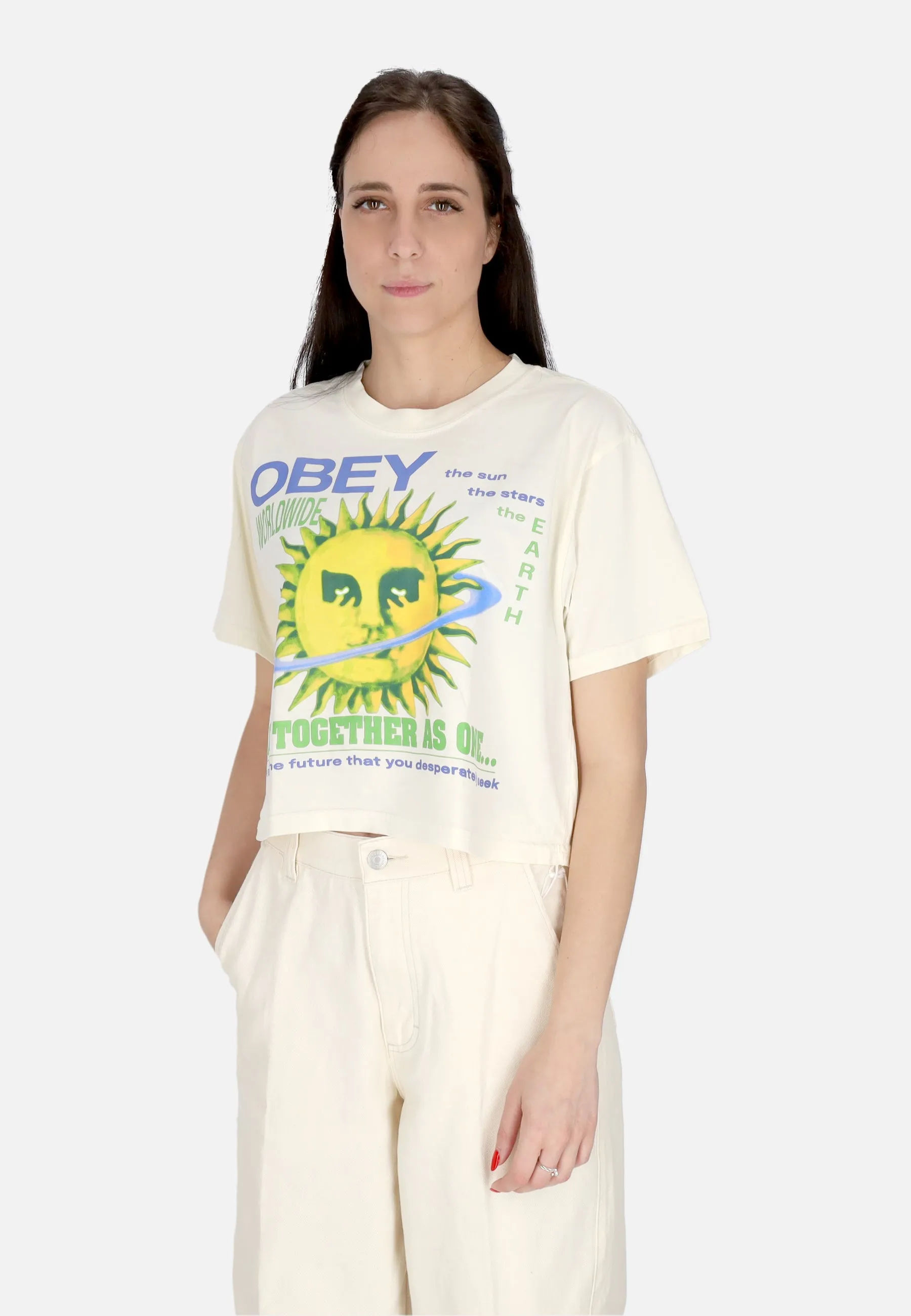 Maglietta Donna W Together As One Weekend Crop Tee Unbleached