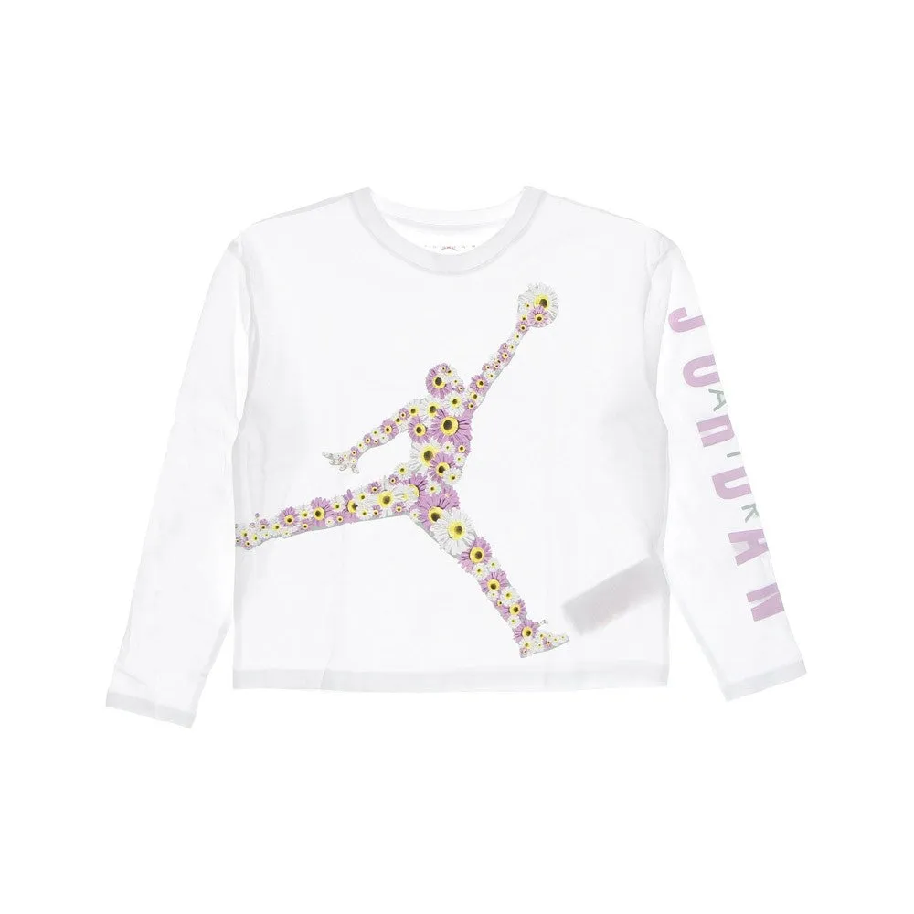 Maglietta Manica Lunga Ragazza Jumpman Flower White