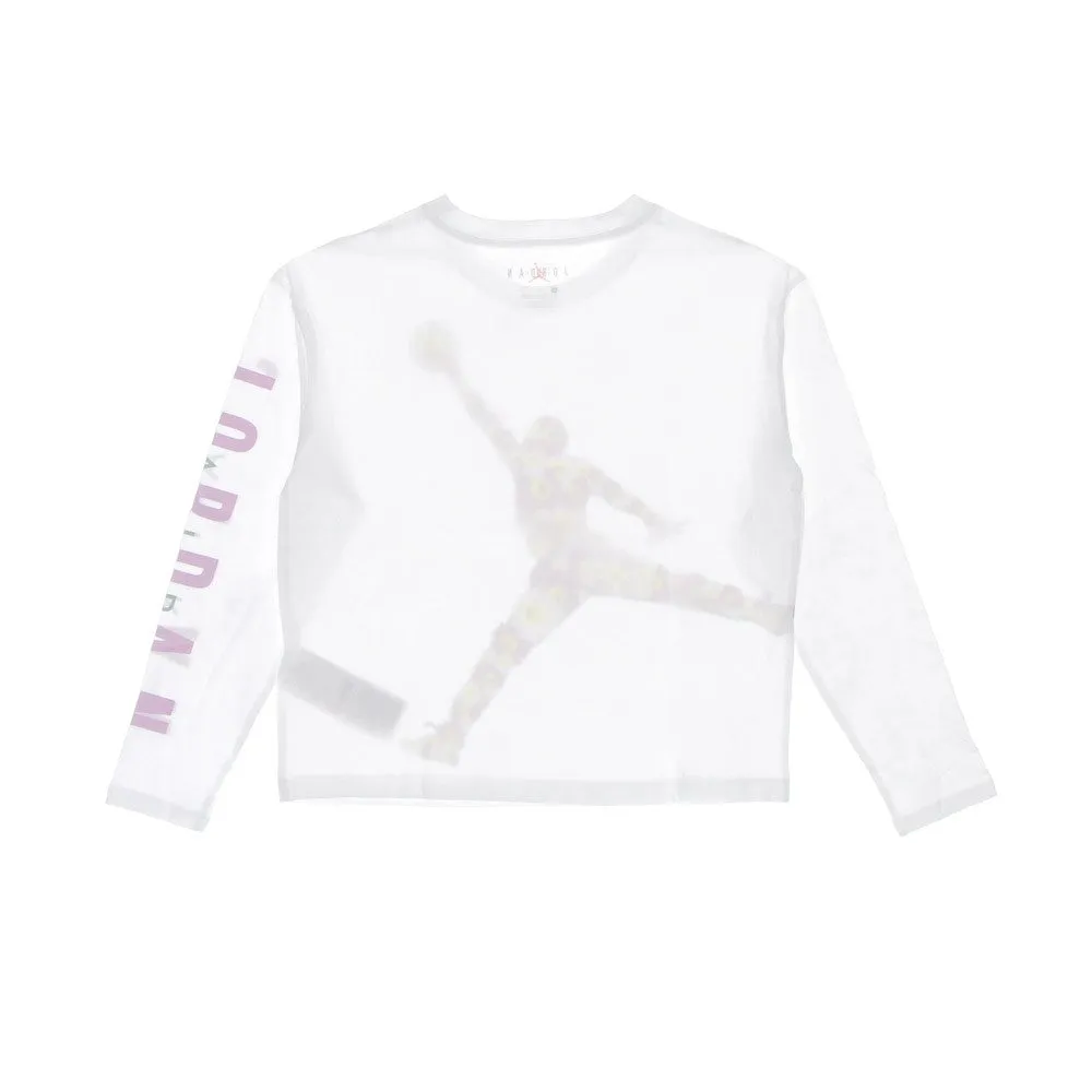 Maglietta Manica Lunga Ragazza Jumpman Flower White