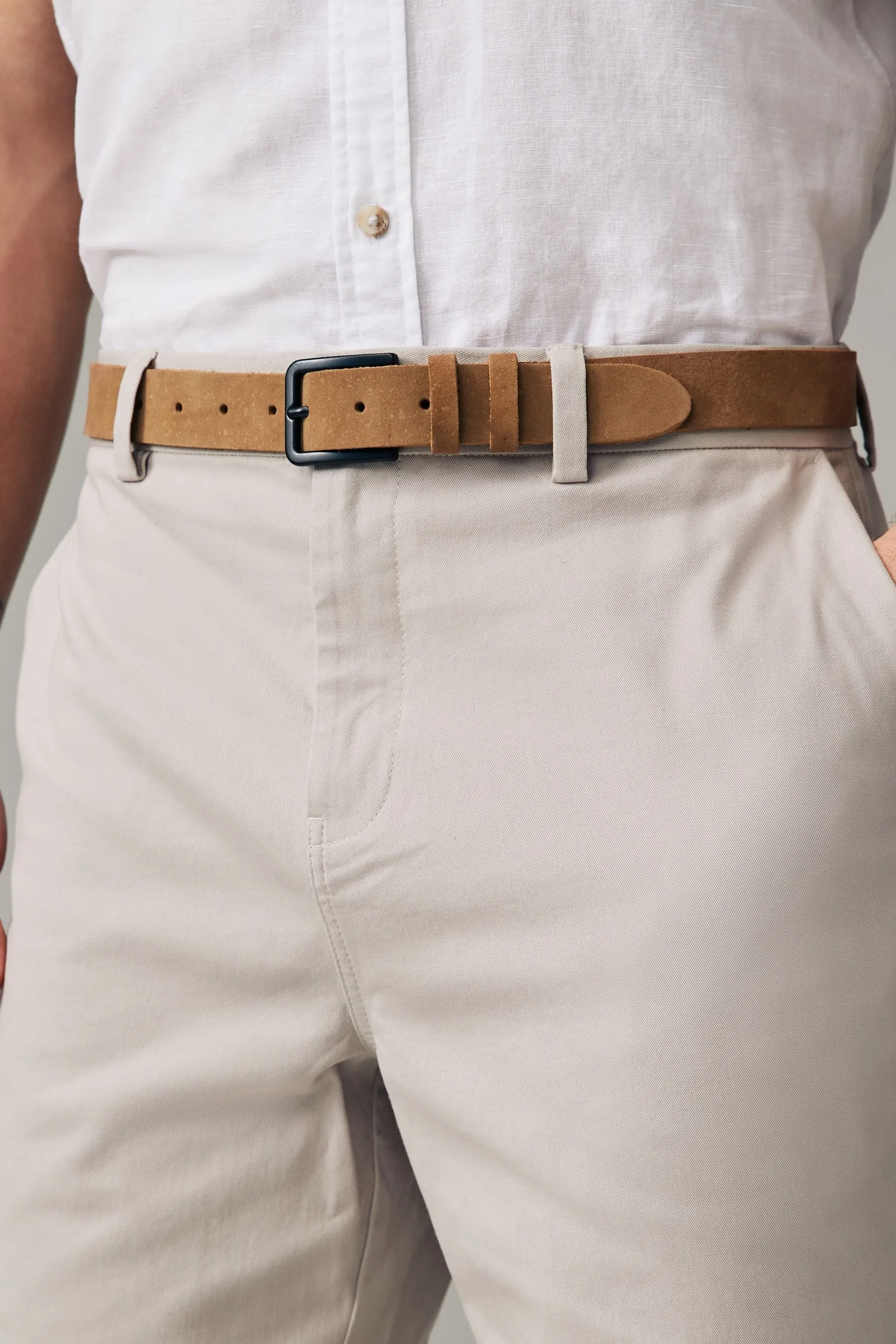 Marrone oleose  - Cintura casual in pelle