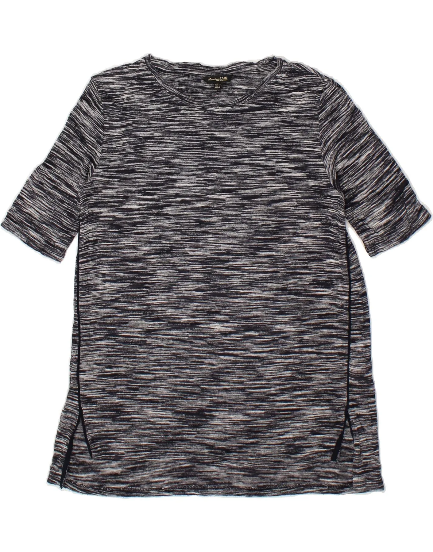 MASSIMO DUTTI Womens Longline Blouse Top UK 10 Small Grey Striped