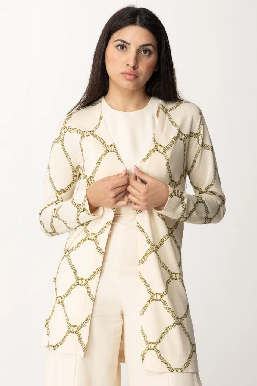 Maxi cardigan con stampa ST OVAL T CHAINS NEVE