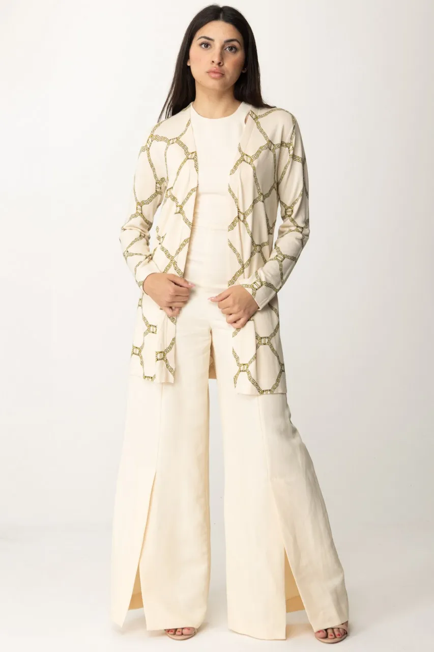 Maxi cardigan con stampa ST OVAL T CHAINS NEVE