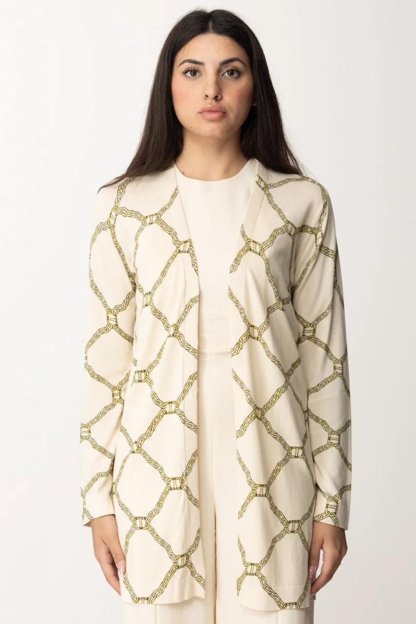 Maxi cardigan con stampa ST OVAL T CHAINS NEVE