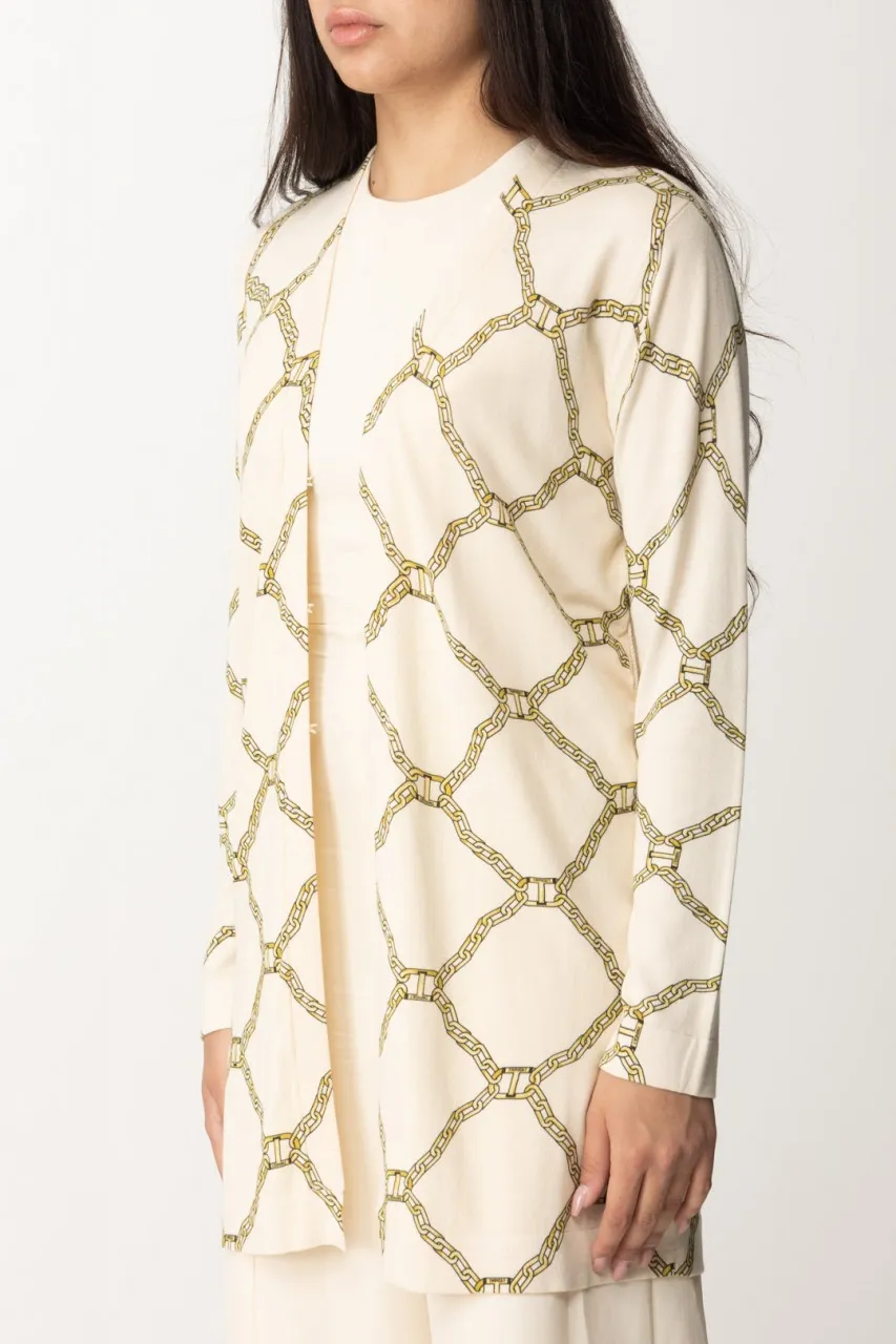 Maxi cardigan con stampa ST OVAL T CHAINS NEVE