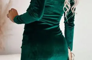 Miniabito in finto velluto, verde