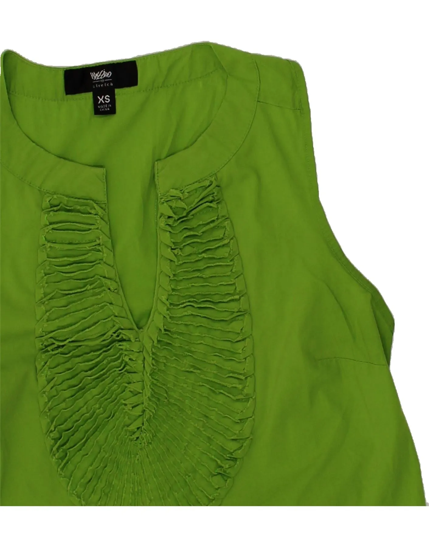 MOSSIMO Womens Ruffle Front Blouse Top UK 6 XS Green Cotton