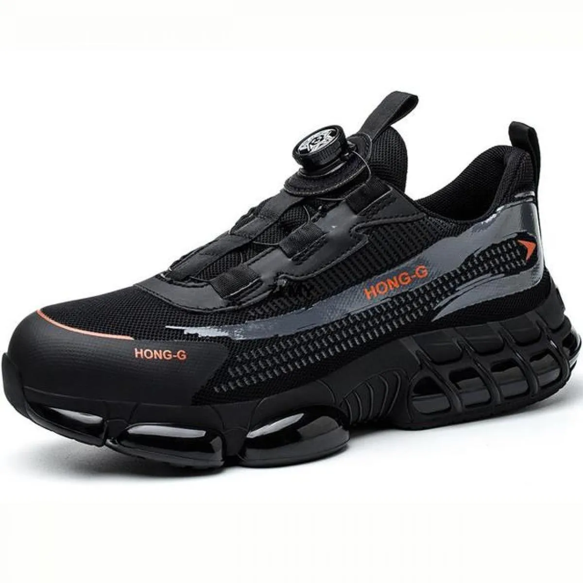 New Air Cushion Scarpe antinfortunistiche da uomo Sneaker con punta in acciaio Pulsante ruotato Stab Proof Anti Smash Stivali da