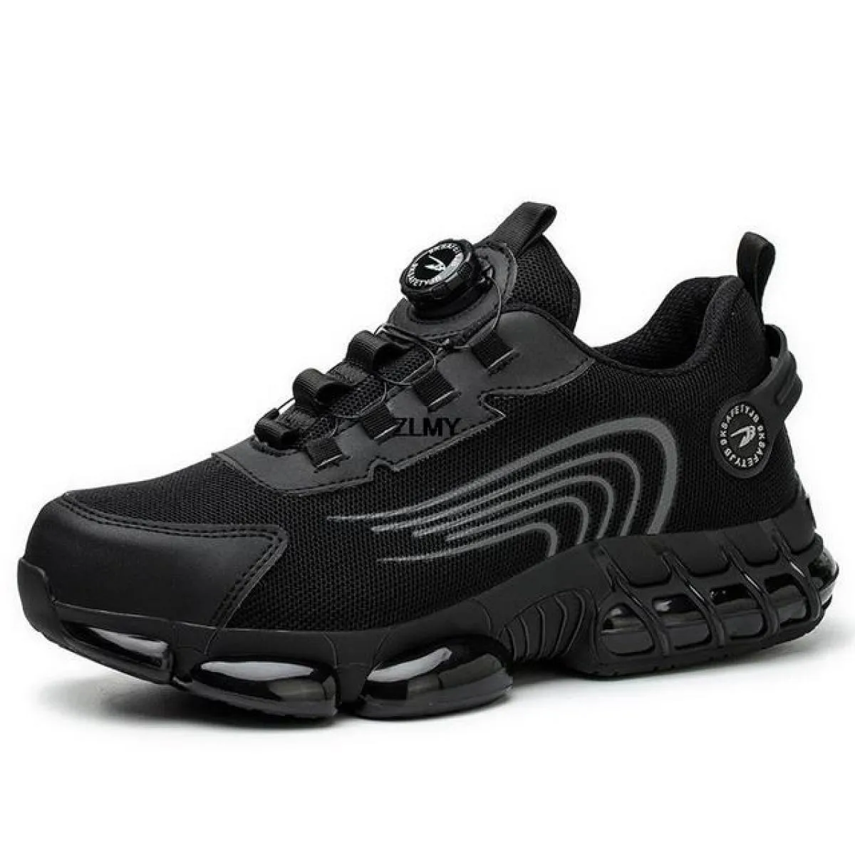 New Air Cushion Scarpe antinfortunistiche da uomo Sneaker con punta in acciaio Pulsante ruotato Stab Proof Anti Smash Stivali da