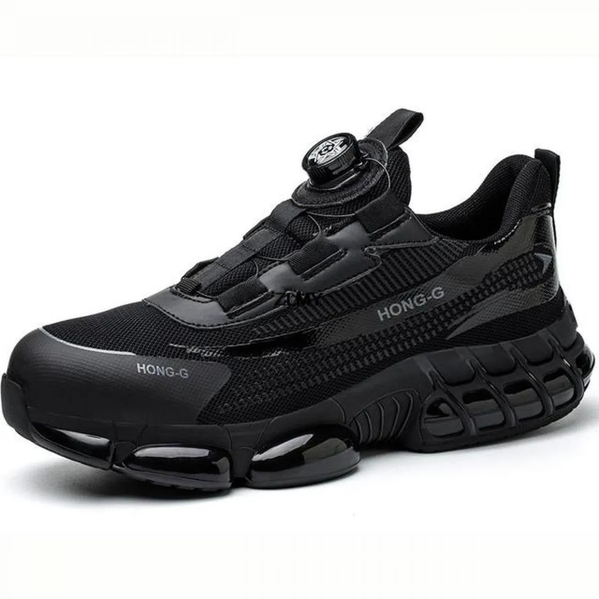 New Air Cushion Scarpe antinfortunistiche da uomo Sneaker con punta in acciaio Pulsante ruotato Stab Proof Anti Smash Stivali da