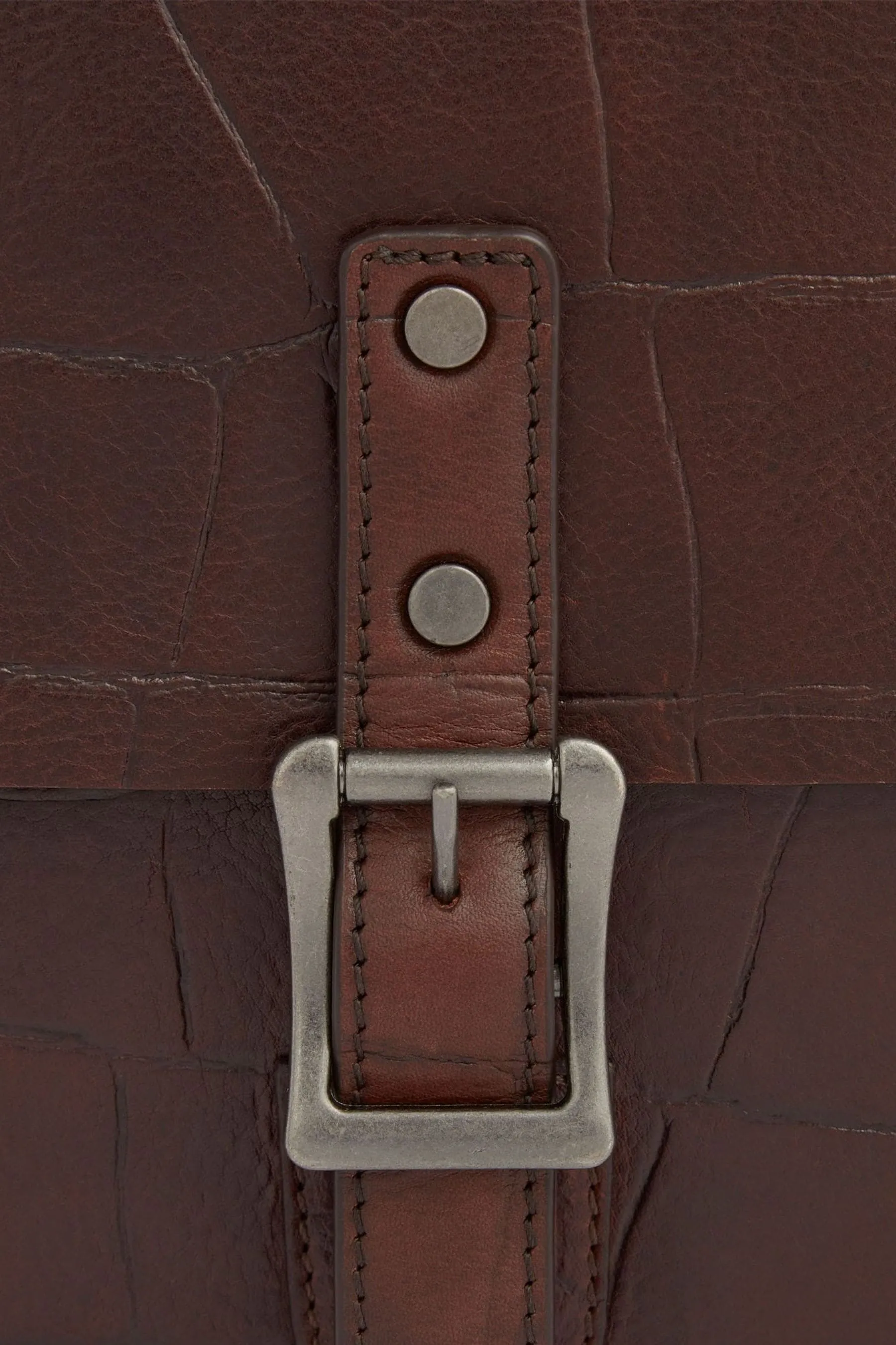 OSPREY LONDON - Brixton - Borsa a cartella in pelle cognac effetto coccodrillo