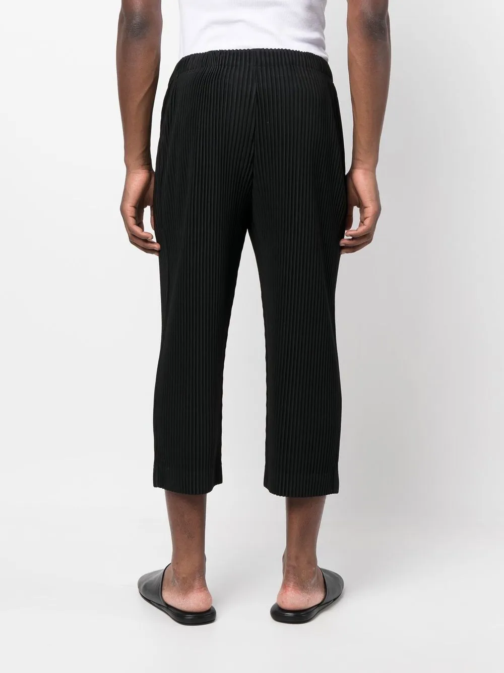 pantalone crop in tessuto plissé
