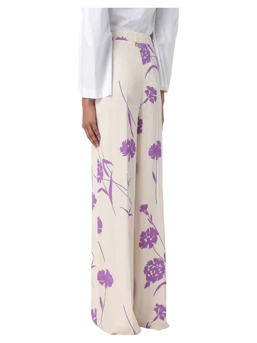 Pantaloni a Palazzo in Crêpe a Fiori
