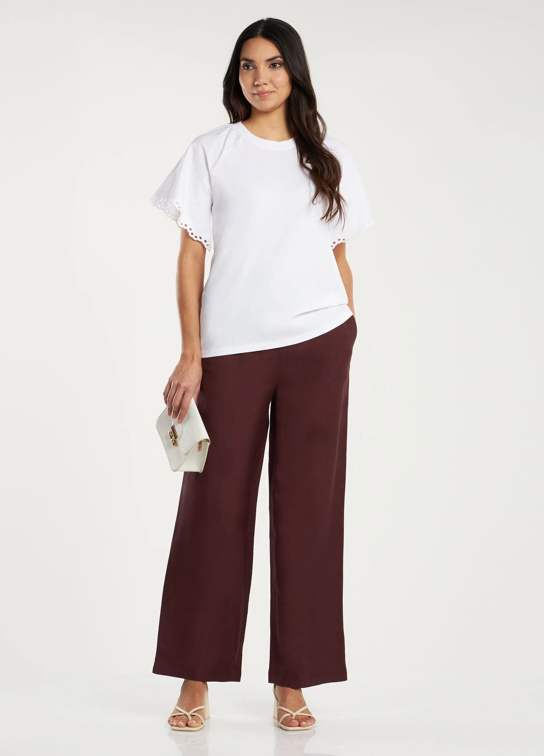 Pantaloni a palazzo in misto lino donna