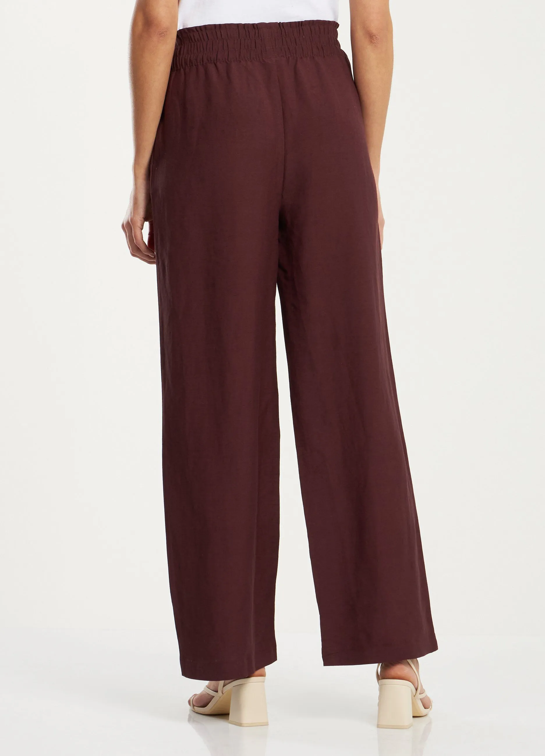 Pantaloni a palazzo in misto lino donna