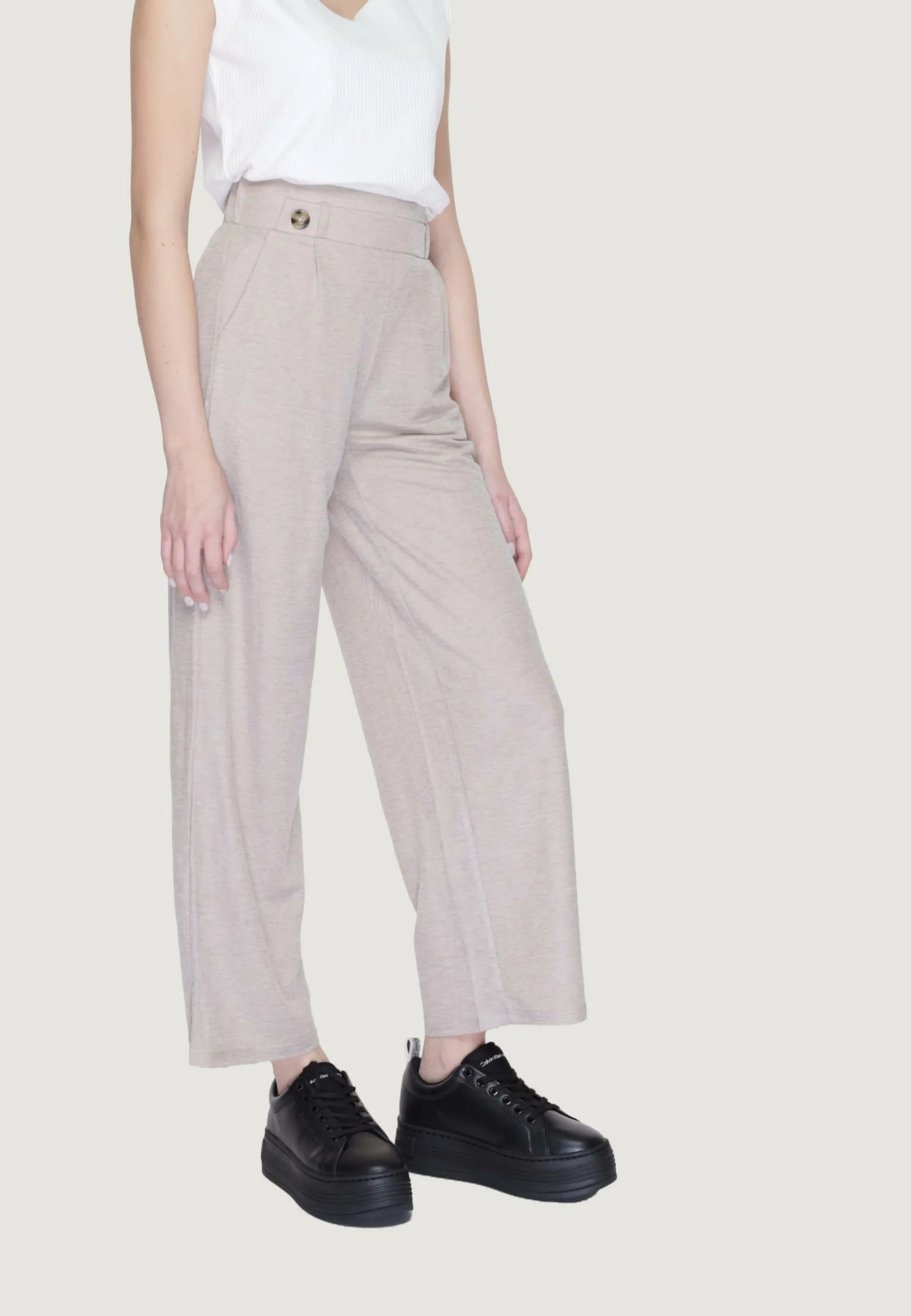 Pantaloni a palazzo Jacqueline De Yong Jdybirdie Geggo Long Jrs Noos Grigio Chiaro