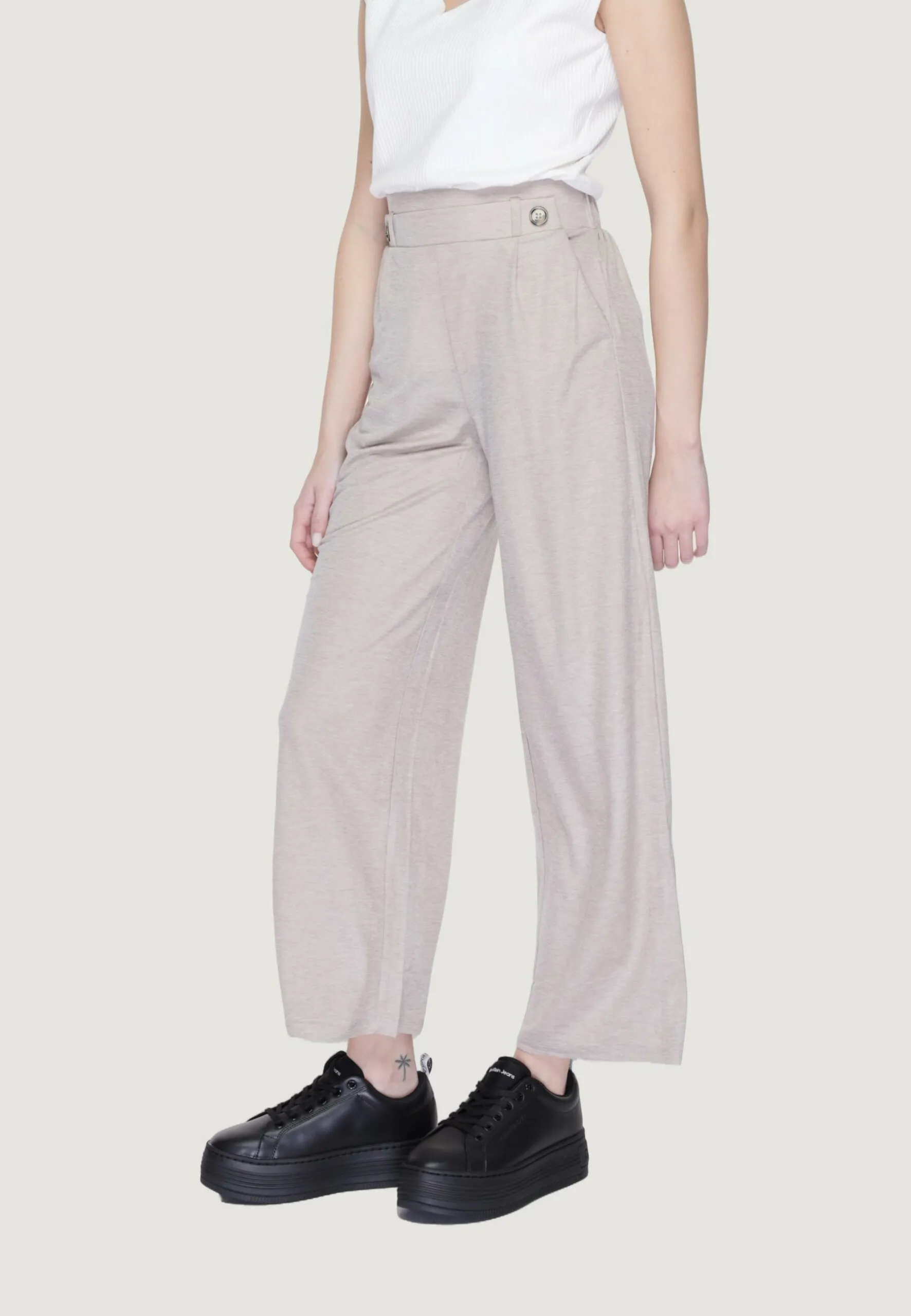 Pantaloni a palazzo Jacqueline De Yong Jdybirdie Geggo Long Jrs Noos Grigio Chiaro