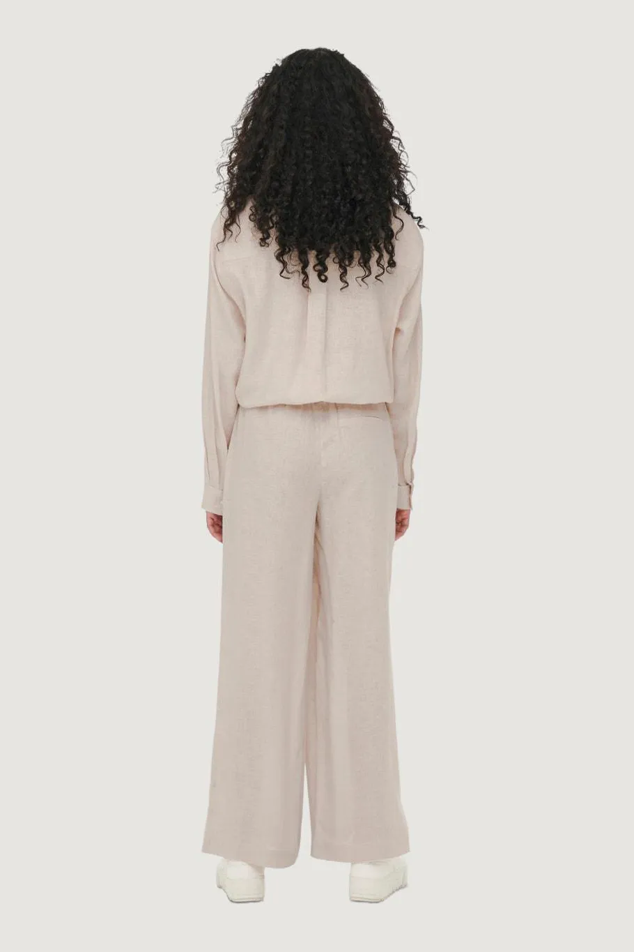 Pantaloni a palazzo Only ONLTOKYO HW LINEN BLEND ST PANT PNT NOOS Beige