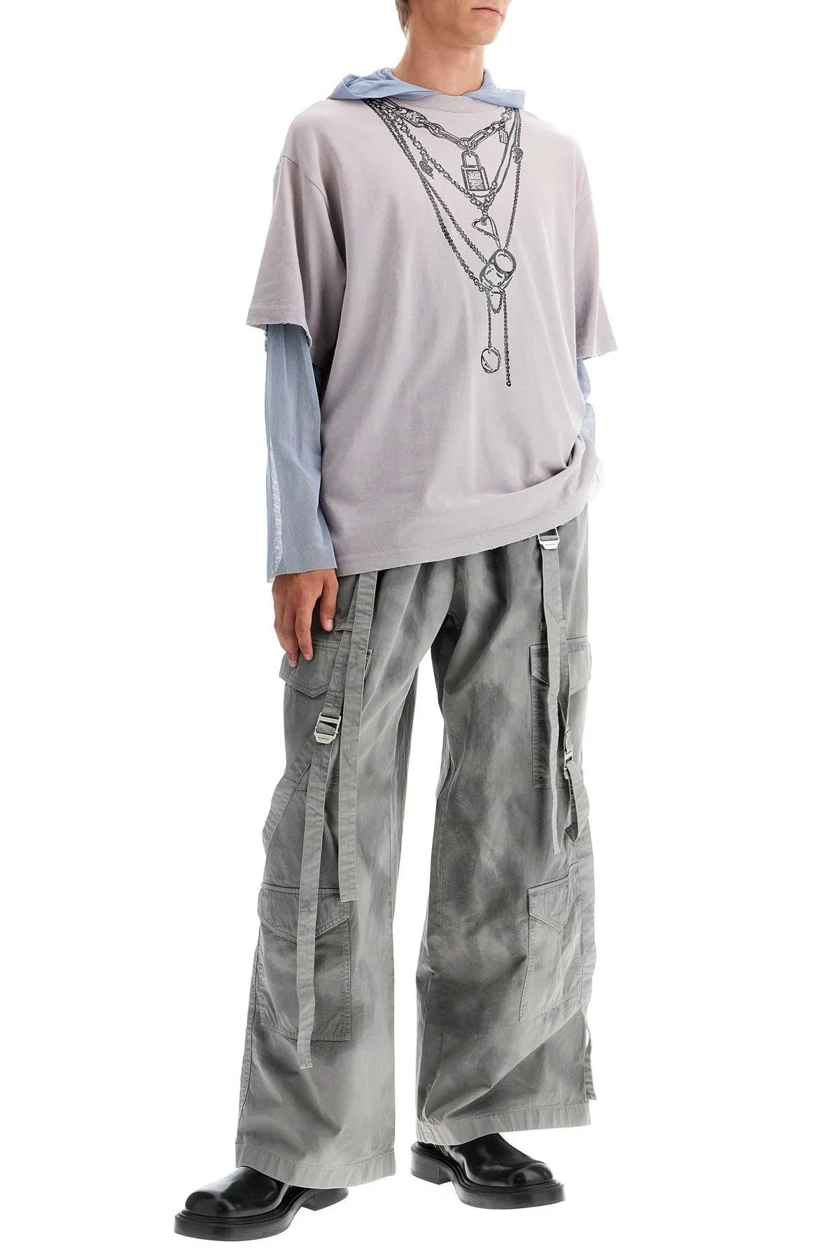 Pantaloni cargo effetto dyed