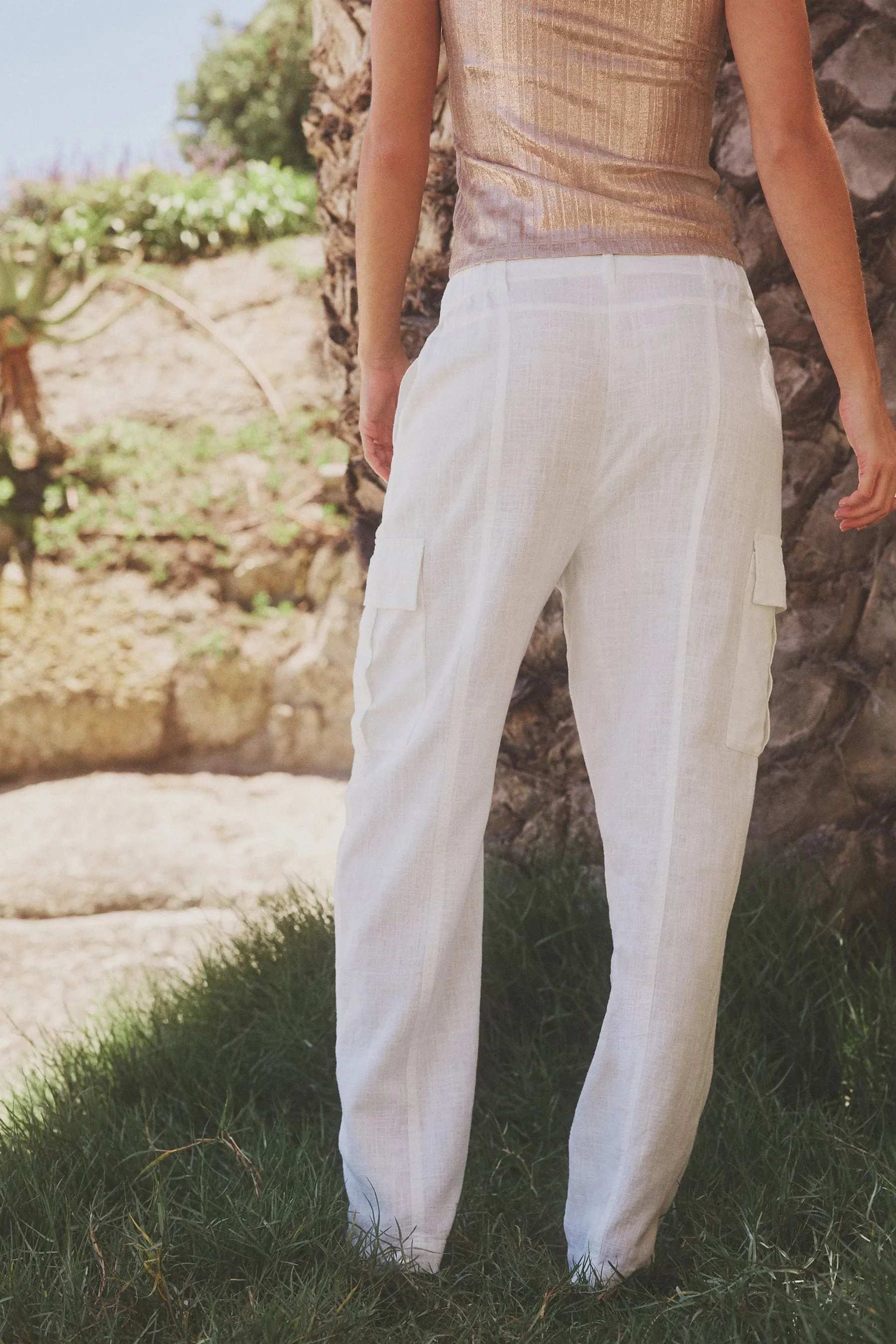 Pantaloni cargo elegante Blend in lino