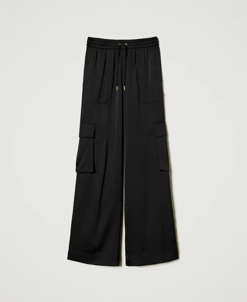 Pantaloni cargo in raso
