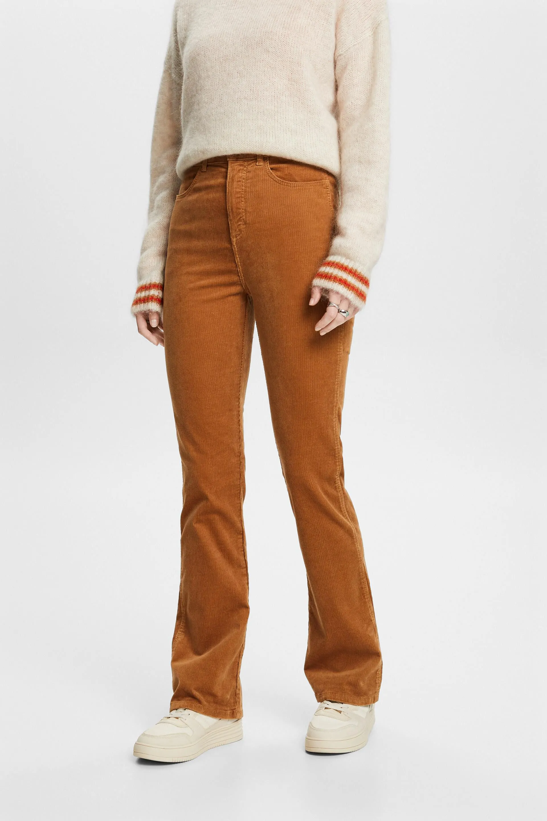 Pantaloni in fine velluto Bootcut Fit a vita alta